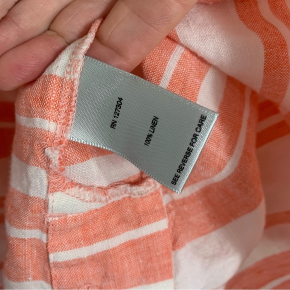 John•Mark Striped Botton Down 100% Linen Top Size Large Like New - Picture 3 of 8